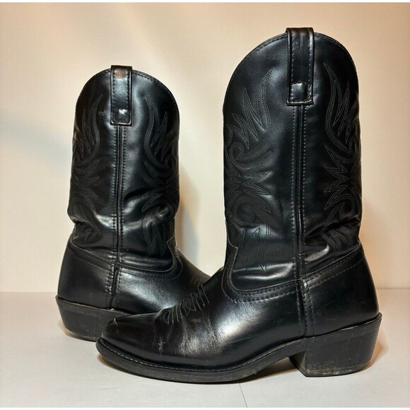 Laredo Paris Cowboy Western Boots Black Leather Cowhide Men's Size 9D #4240 - Picture 5 of 11